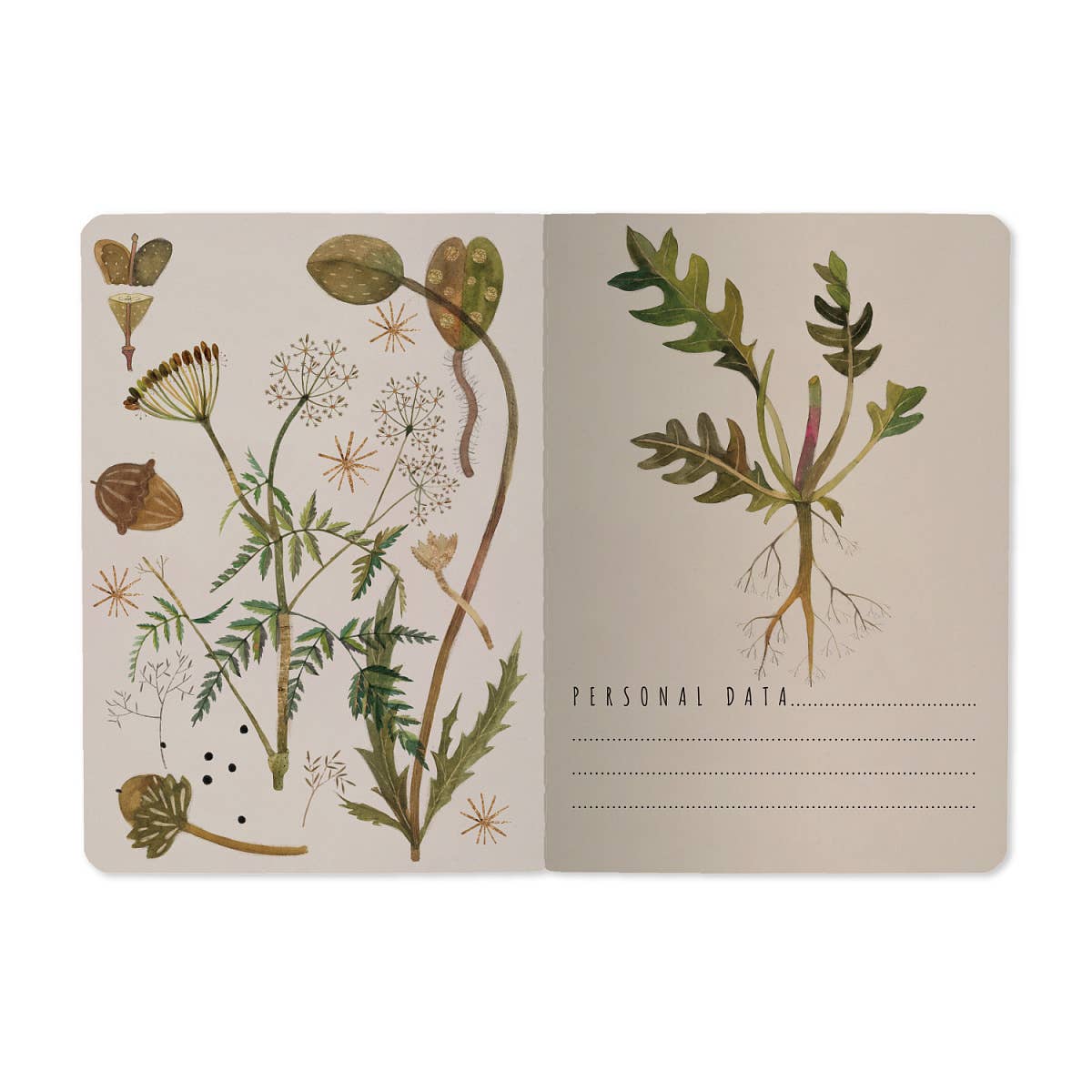 Small Notebook  Greens and Flowers
