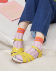 Ankle Mesh Striped Casual Socks: Lilac