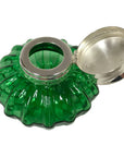 3" Vintage Reproduction Glass Inkwell - Emerald Green