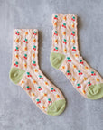 Women's Cherry Floral Pattern Socks: Blush