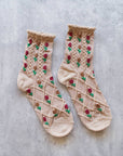 Tulip Flower Casual Socks: Sage
