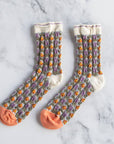 Vintage Floral Casual Socks: Bule/Navy