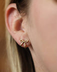 Dainty Bow Stud Earrings in Gold