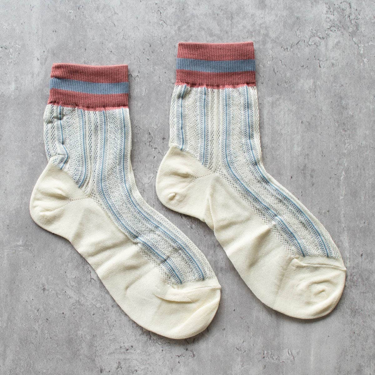 Ankle Mesh Striped Casual Socks: Lilac
