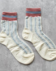 Ankle Mesh Striped Casual Socks: Lilac