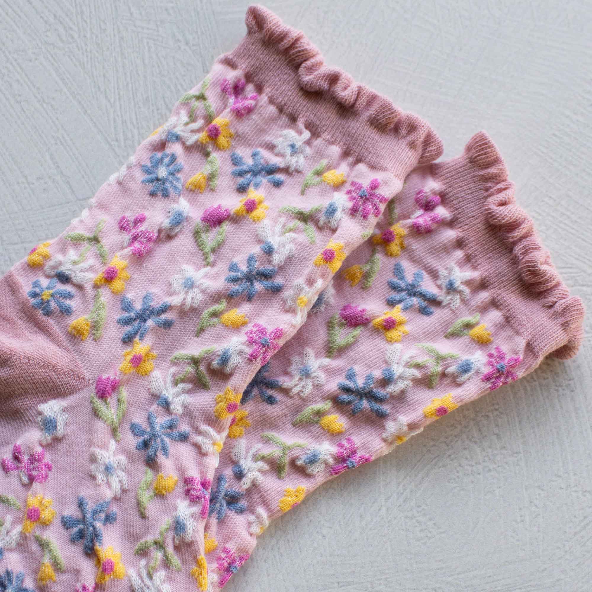 Love Floral Casual Socks: Pink