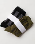 Glitter Vertical Striped Crew Socks: Olive/Green
