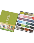 24-color Japanese pan paint set with open palette of 24 color pans