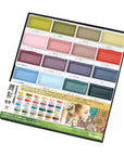 24-color Japanese pan paint set open palette with labeled rectangular paint pans