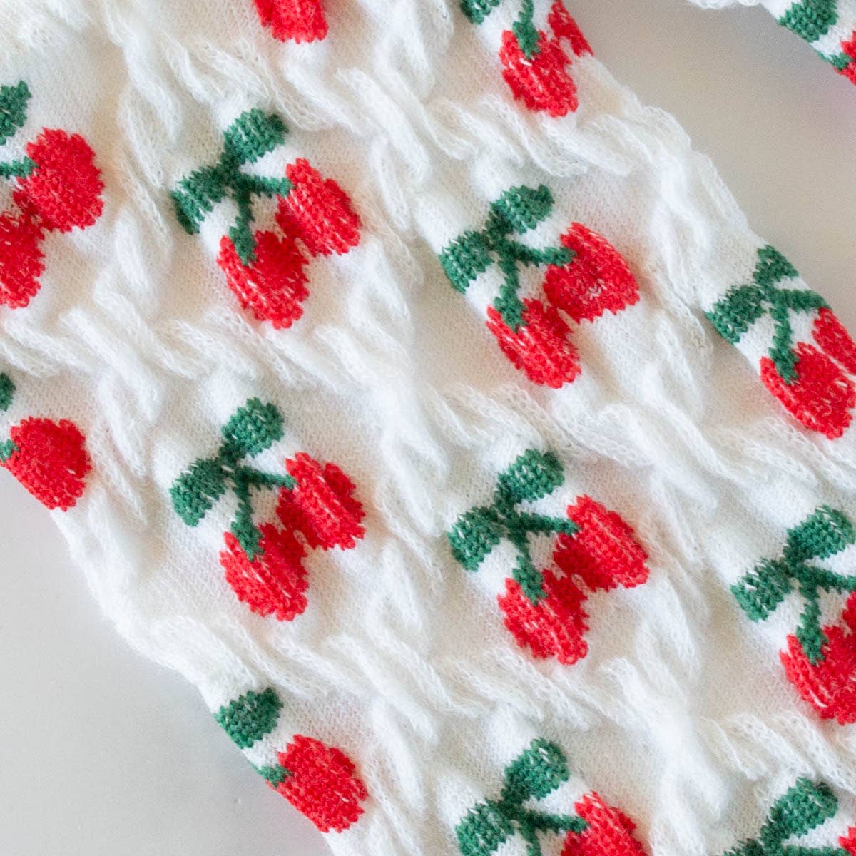 Women's Vintage Cherry Socks: White