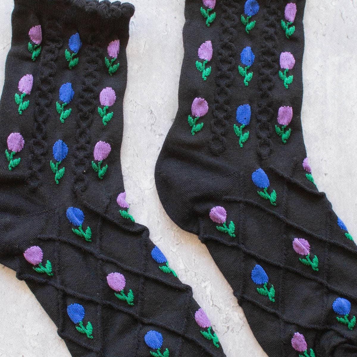 Tulip Flower Casual Socks: Sage