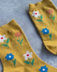 Favorite Flower Casual Socks: Mustard