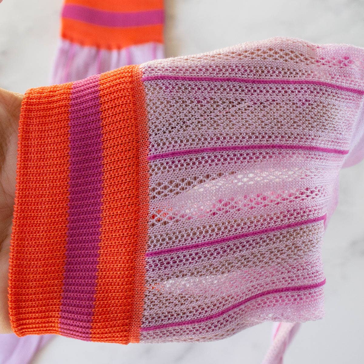 Ankle Mesh Striped Casual Socks: Lilac