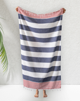 Light Weight 100% Cotton Beach Towels - Orange/Pink