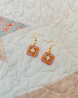 Quilt Block Dangle Earrings: Wild Prairie