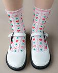 Retro Strawberry Casual Socks: Pink/Strawberry