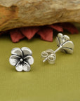 Sterling Silver Pansy Post Earrings