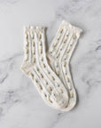Pastel Color Floral Casual Socks: Blue