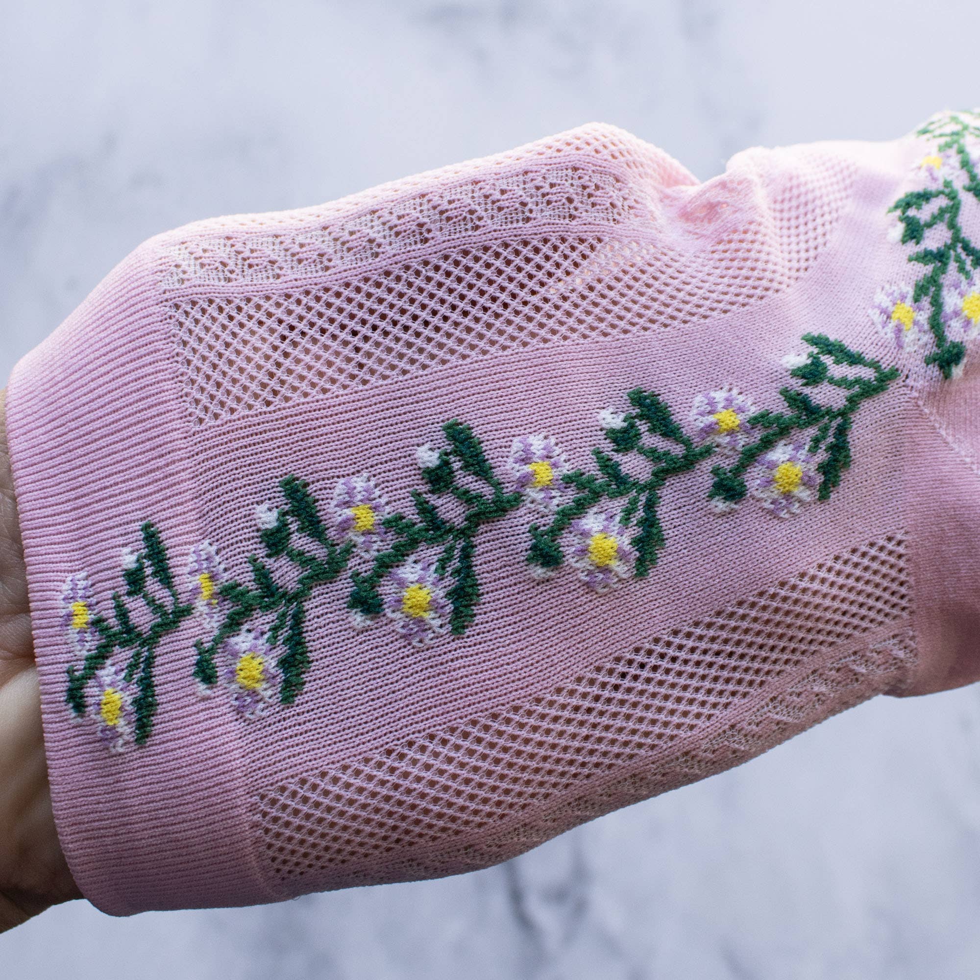 Floral Mesh casual socks: Beige