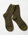 Glitter Vertical Striped Crew Socks: Olive/Green