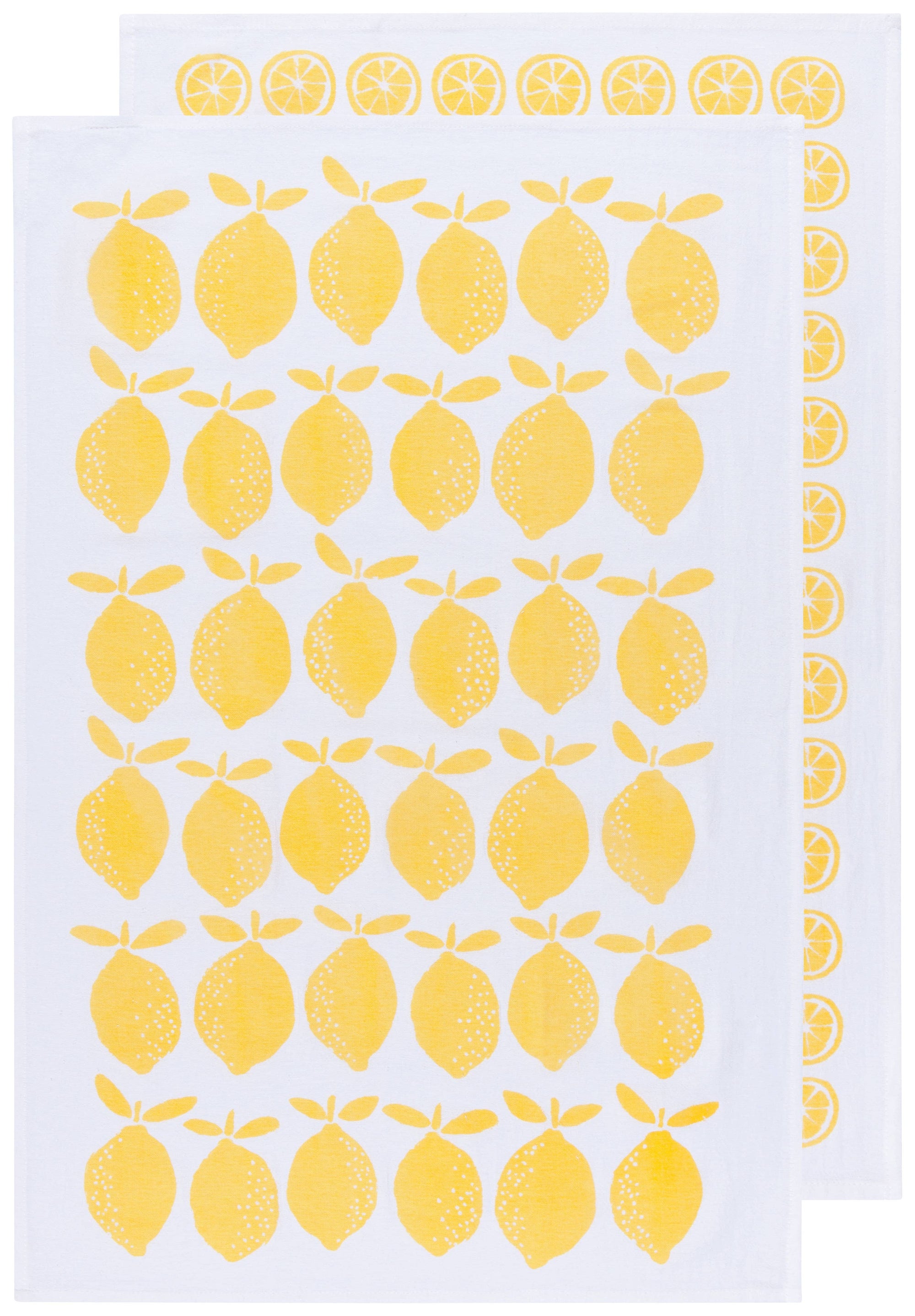 Lemon Print Yellow Floursack Dishtowels Set of 2