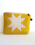 Sawtooth Star Quilted Zipper Pouch - Yellow