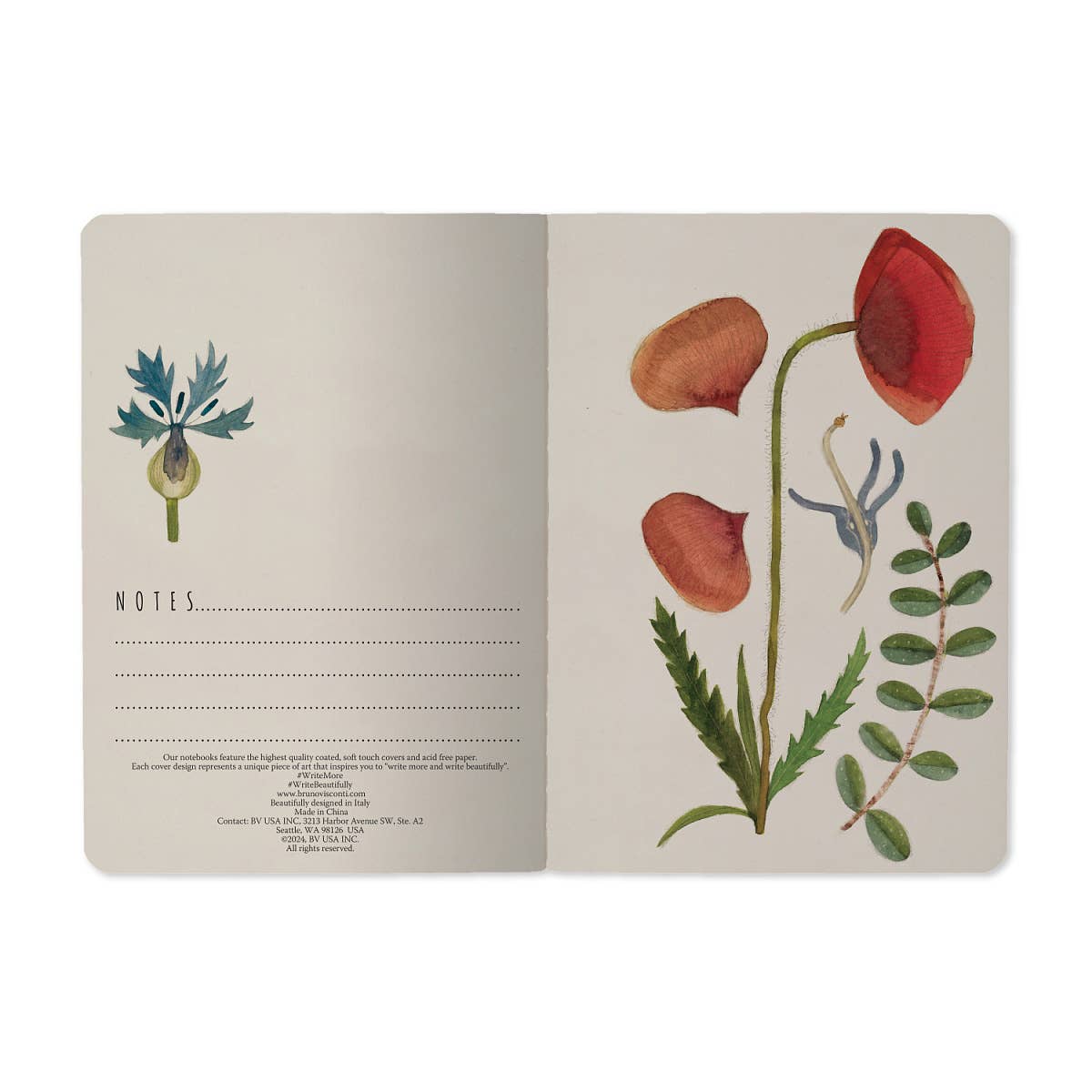Small Notebook  Greens and Flowers