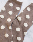 Women's Polka Dots Puff Casual Socks: Mocha