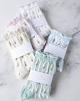 Pastel Color Floral Casual Socks: Pink