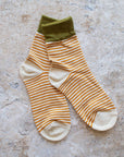2 Tone Stripe Casual Socks: Rust/Mocha