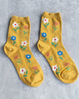 Favorite Flower Casual Socks: Mustard