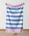 Light Weight 100% Cotton Beach Towels - Orange/Pink
