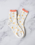 Spring Blooming Flower Casual Socks: Lime