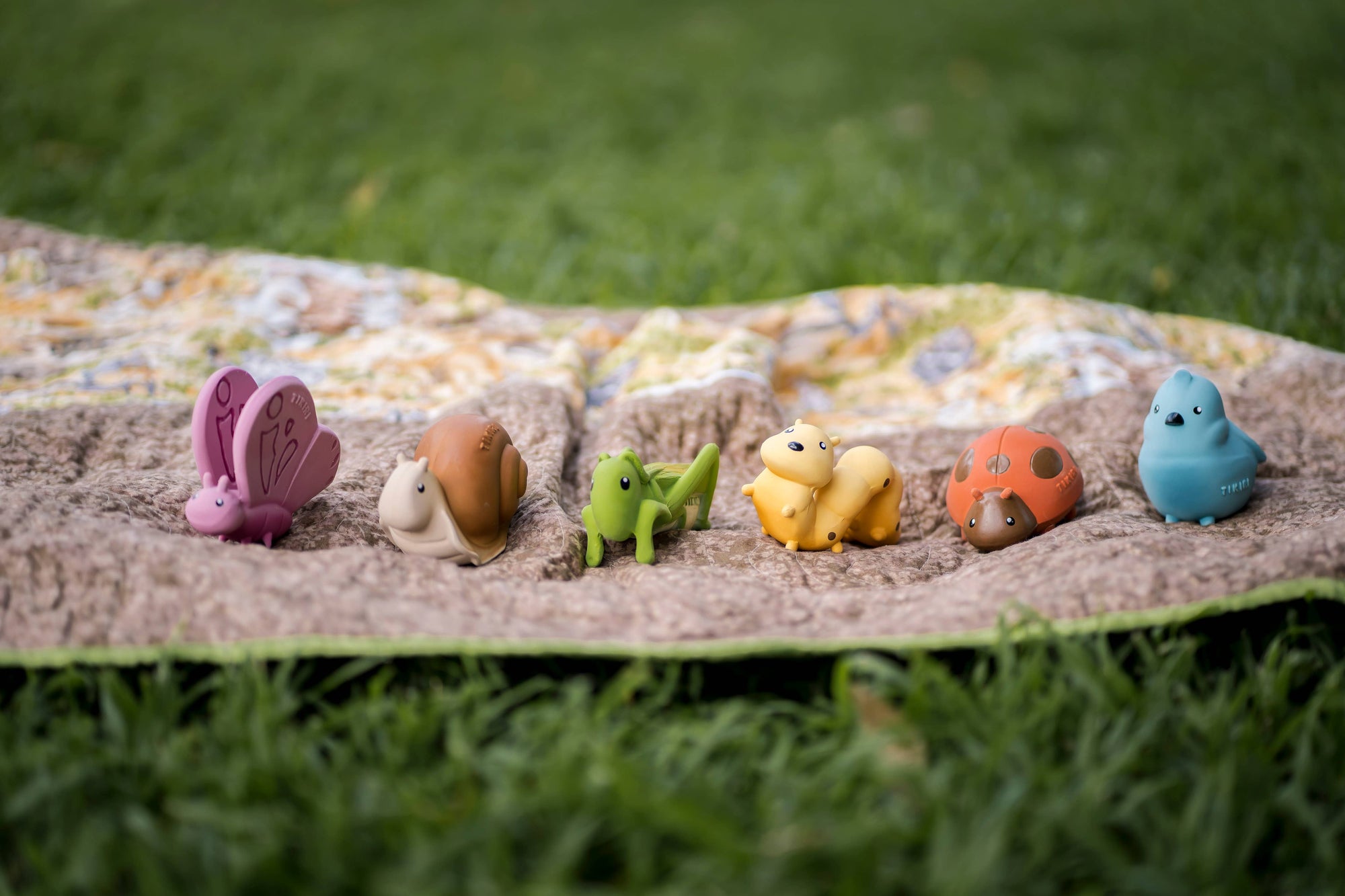Grasshopper Natural Rubber Teether, Rattle & Bath Toy