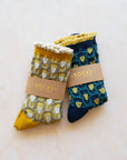 Romantic Floral Socks: Cream/Blue