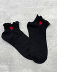 Ivory red Heart Socks: White