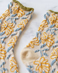 Unique Vintage Floral Socks: Olive/Beige