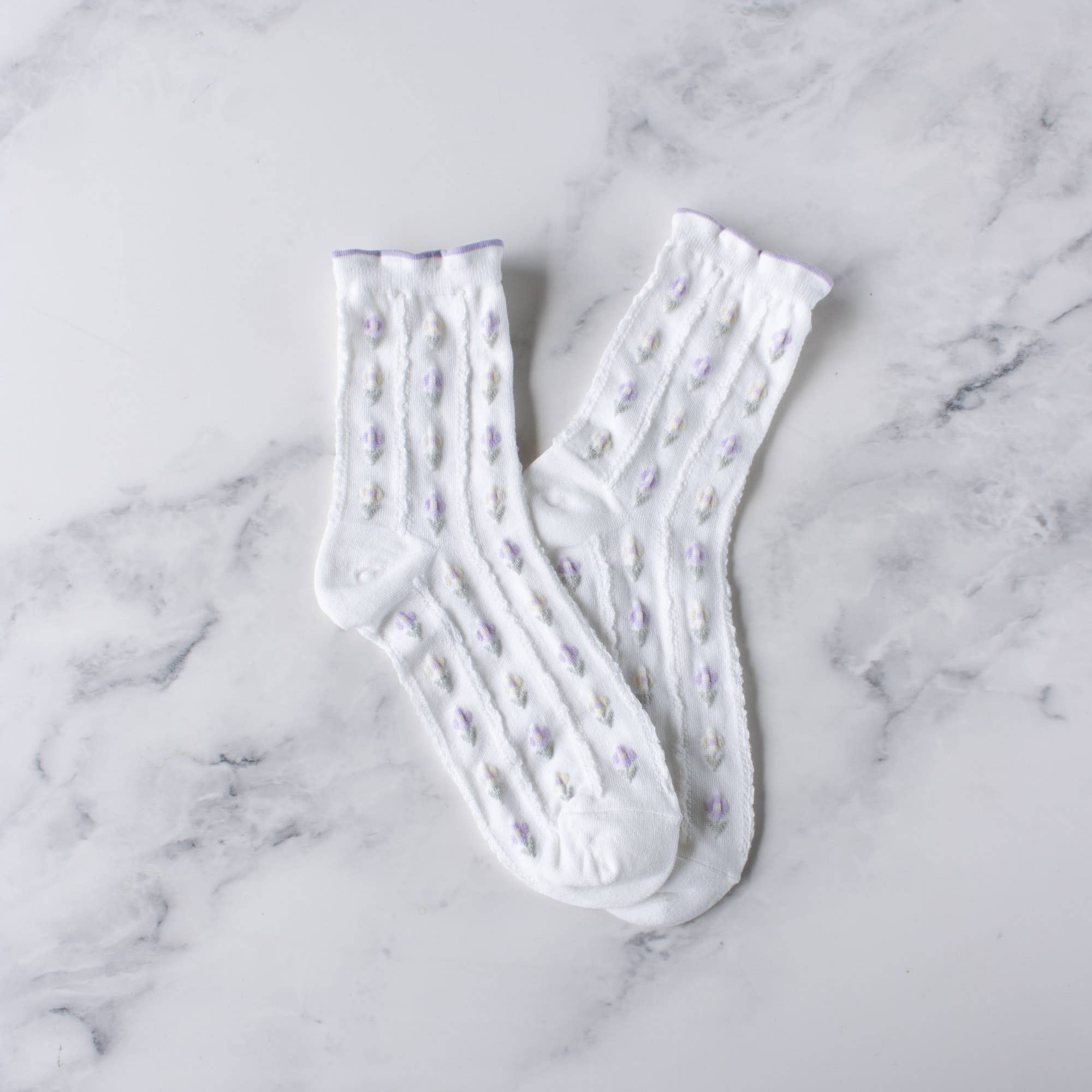 Pastel Color Floral Casual Socks: Blue
