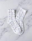 Pastel Color Floral Casual Socks: Blue