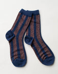 Glitter Vertical Striped Crew Socks: Olive/Green