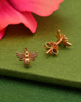 Tiny Bee Post Earrings 6x8mm: Recycled Sterling Silver