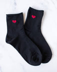 Women's Amelia Little Heart Shape Socks: Black