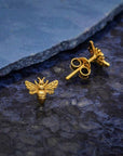 Tiny Bee Post Earrings 6x8mm: Recycled Sterling Silver