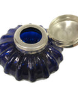 3" Vintage Reproduction Glass Inkwell - Cobalt Blue