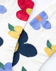 Women's Big Flower Casual Socks: Cream