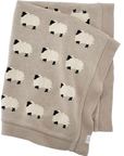 Furry Sheep - Organic Cotton Jacquard Knit Baby Blanket: One Size