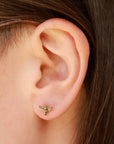 Tiny Bee Post Earrings 6x8mm: Recycled Sterling Silver
