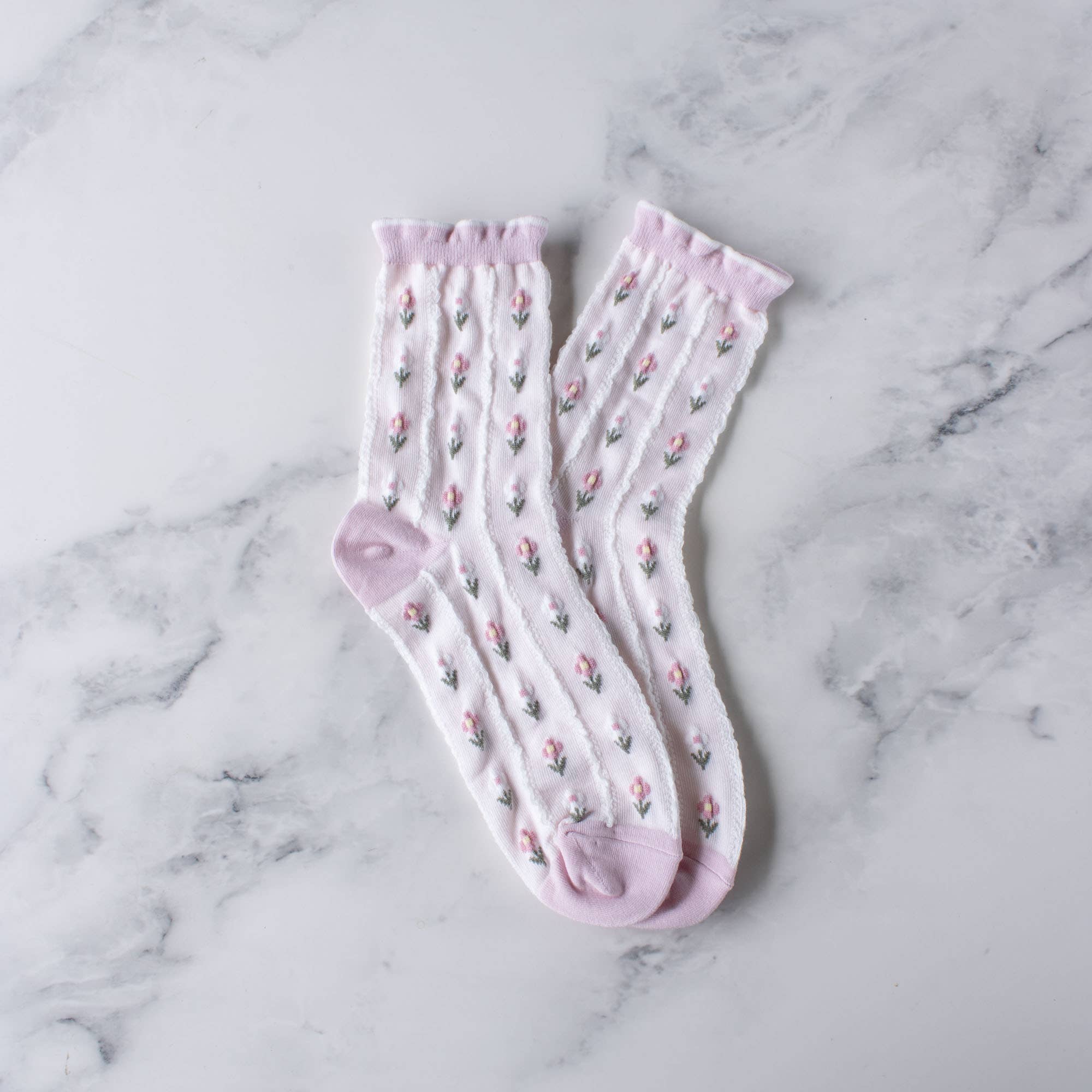 Pastel Color Floral Casual Socks: Blue