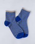 Picnic Mid Crew Socks: Oatmeal Blue
