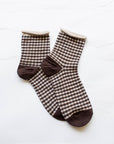 Picnic Mid Crew Socks: Oatmeal Red